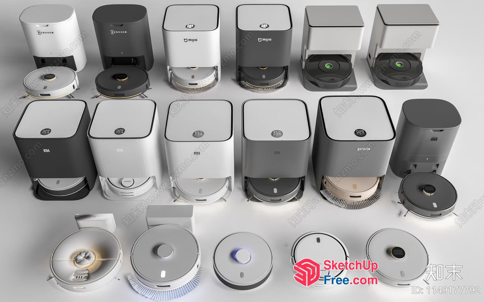 A Collection Of Modern Robot Vacuum Cleaners 3D SketchUp File