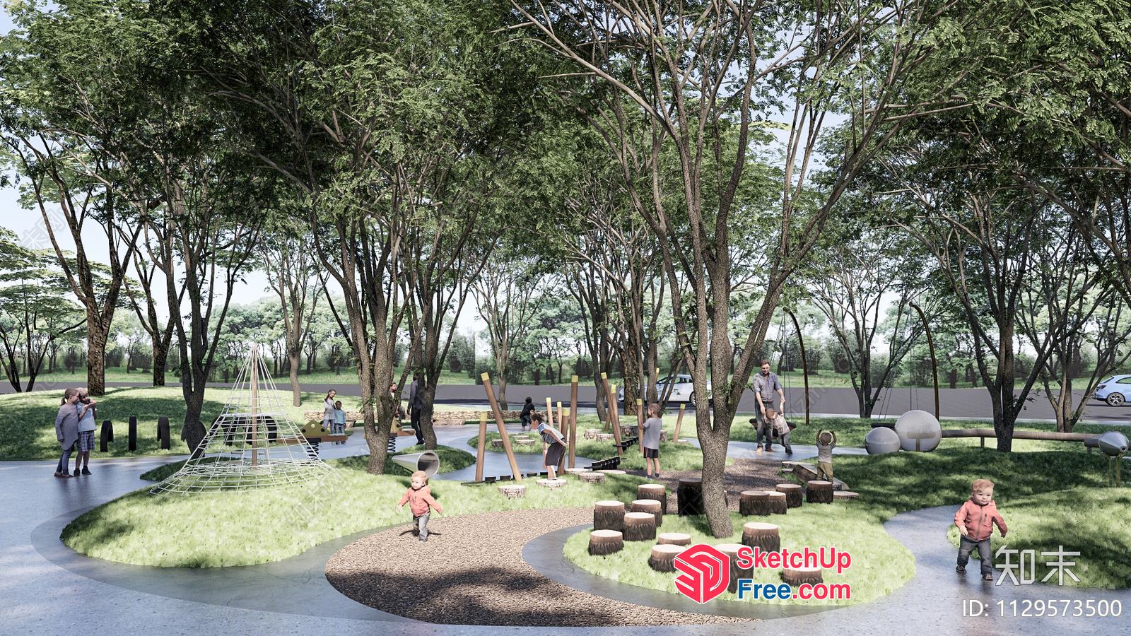 Children'S Play Area With Natural Elements 3D SketchUp File