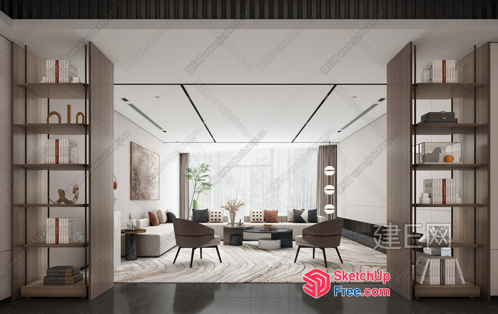 Modern Minimalist Living Room With Elegant Furniture 3D SketchUp File