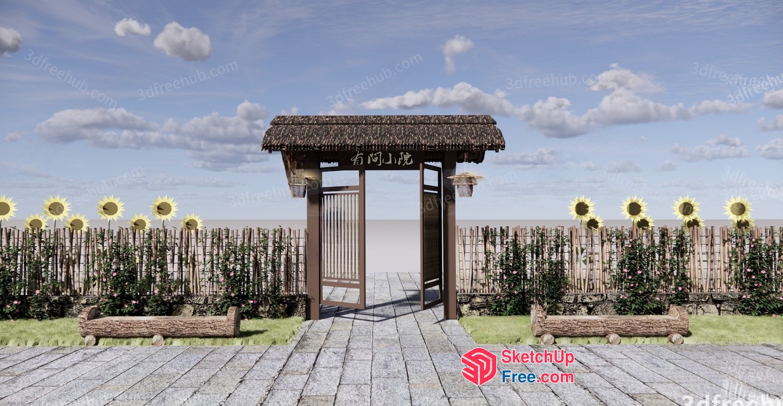 A Beautiful Japanese-Style Pavilion With A Traditional Roof 3D SketchUp File