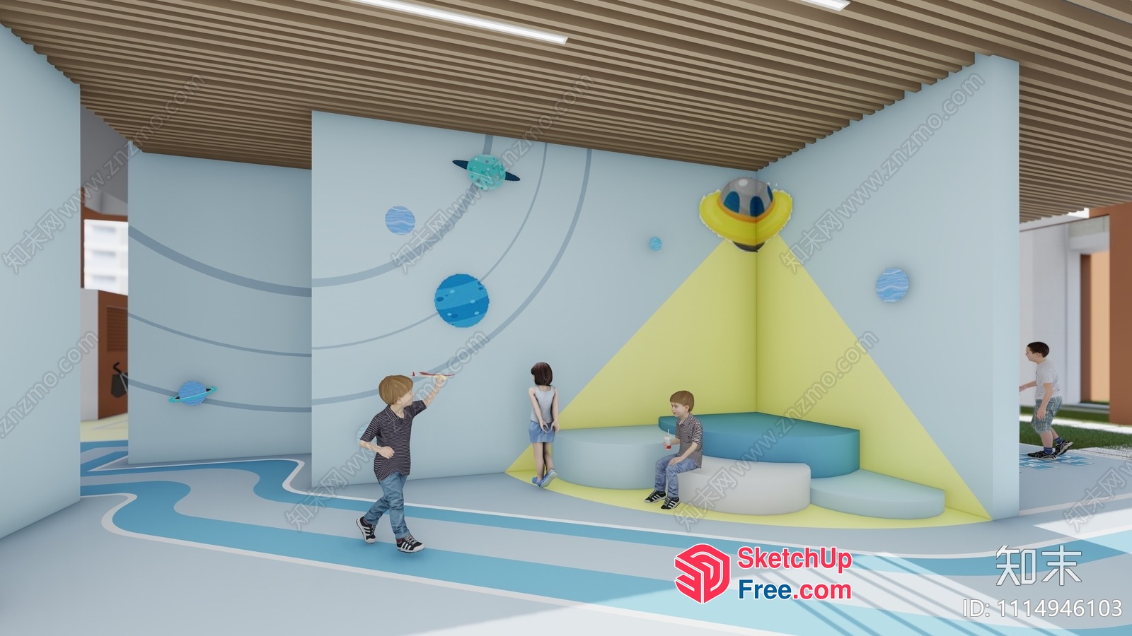 Children'S Play Area With Space Theme 3D SketchUp File