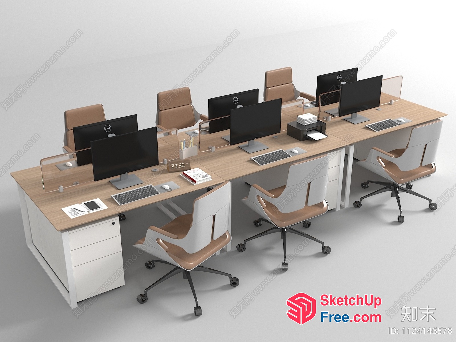 Modern Office Space With Neutral Tones And Ergonomic Furniture 3D SketchUp File
