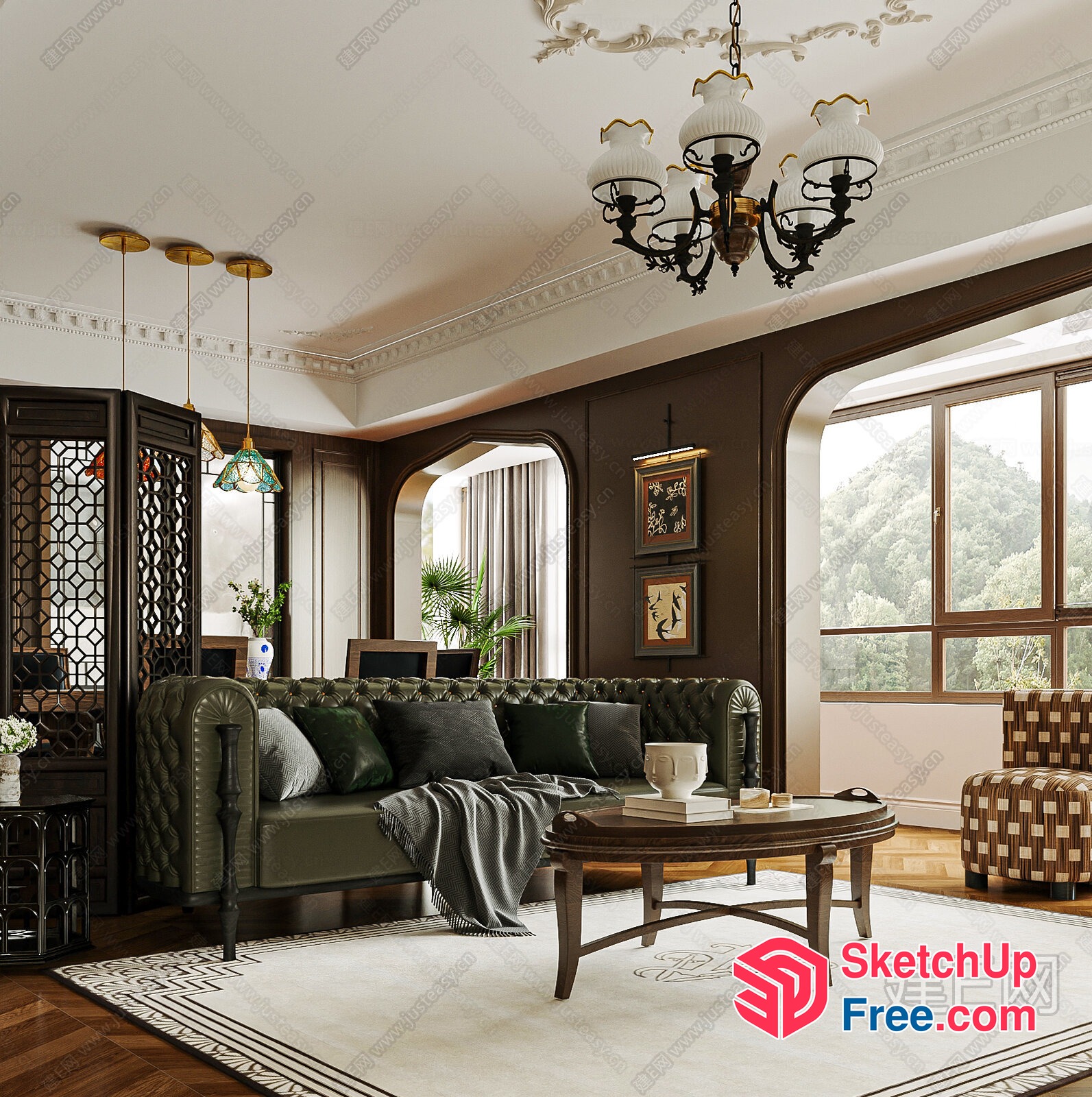Elegant And Luxurious Living Room Interior Design 3D SketchUp File