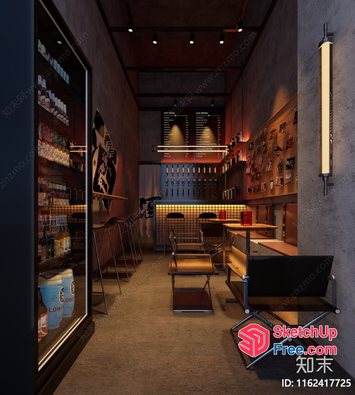 Cozy Coffee Shop Interior With Modern Decor And Warm Lighting 3D SketchUp File