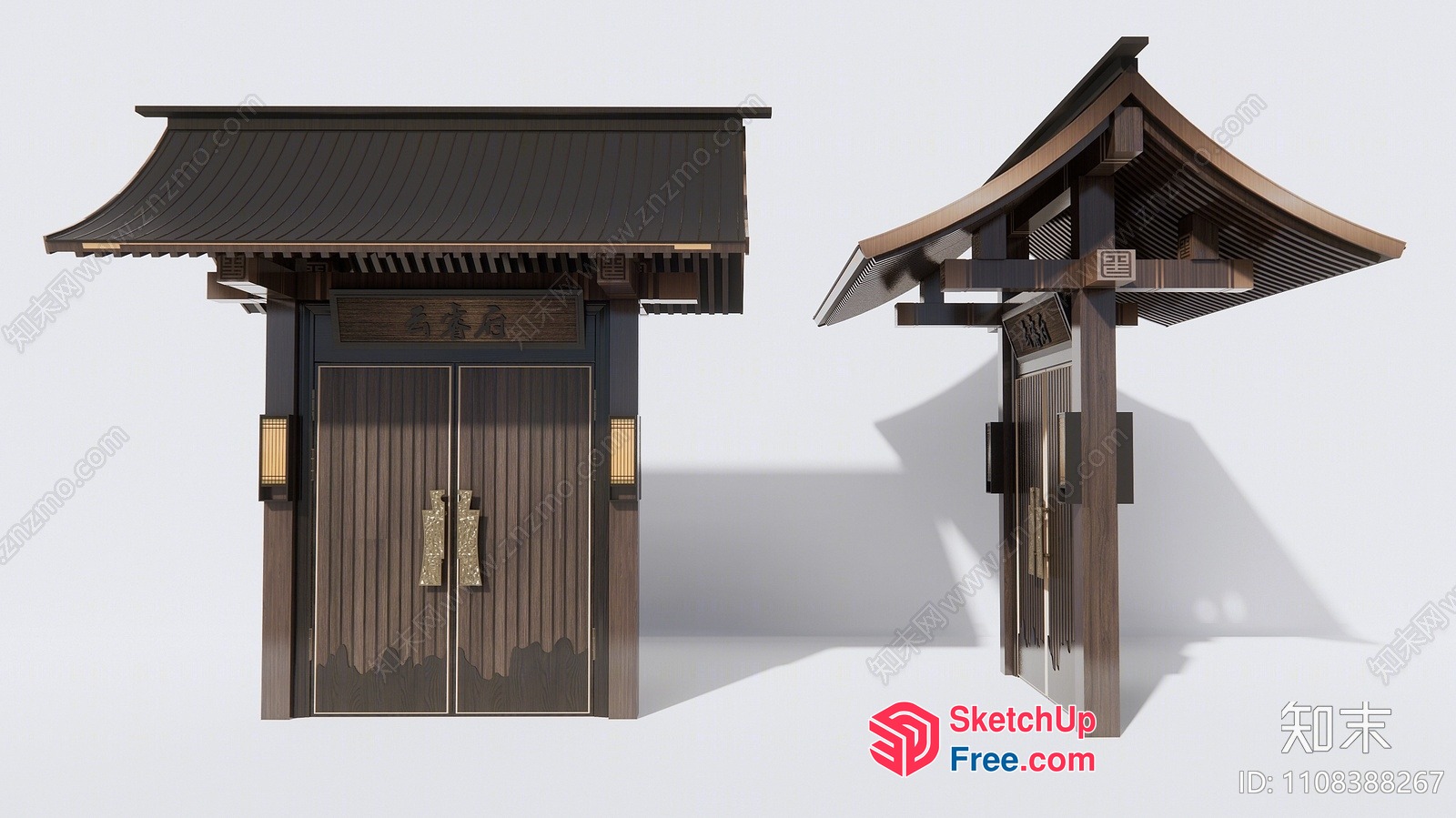 Traditional Japanese Style Door And Roof 3D SketchUp File