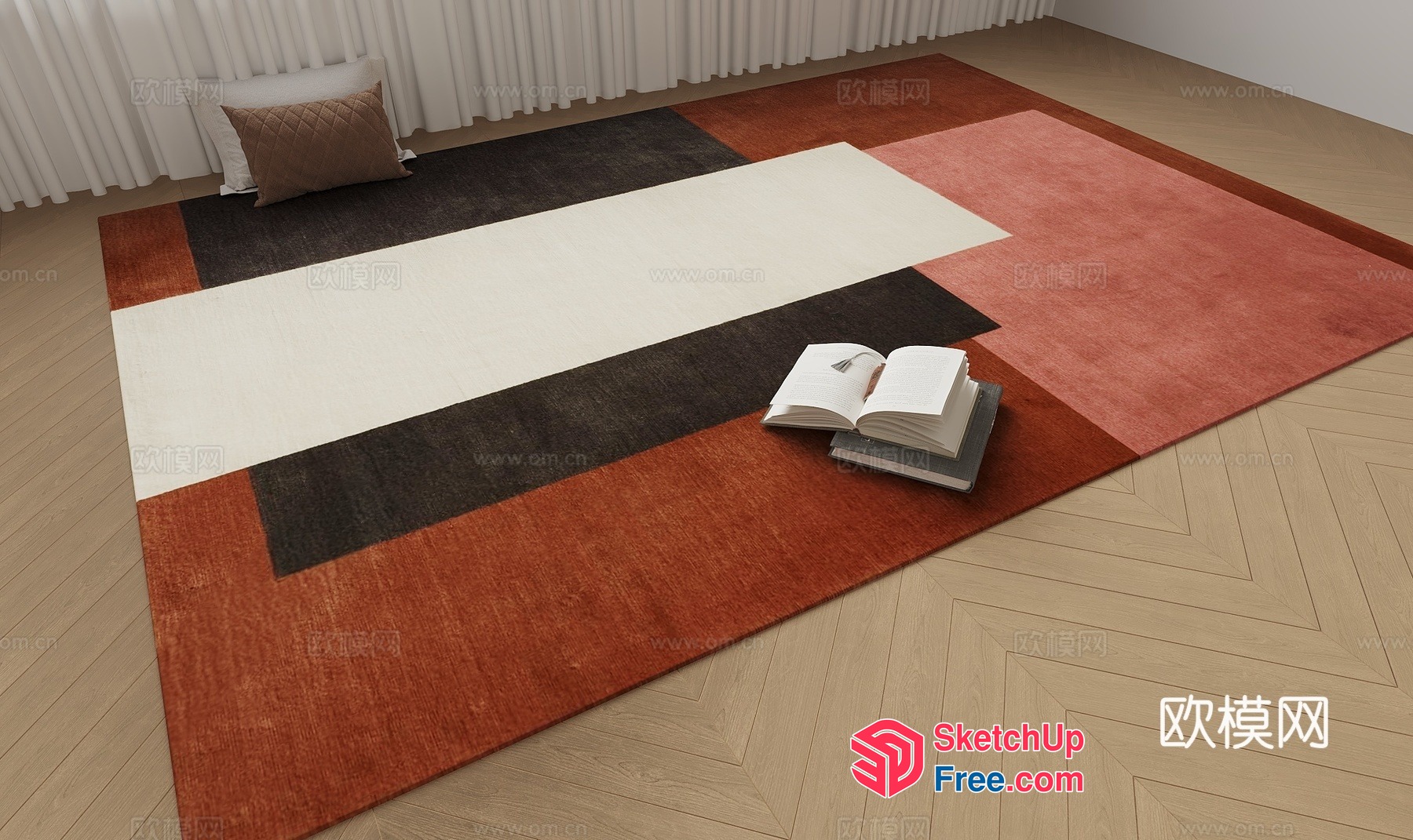 Modern Minimalist Rug In Earthy Tones 3D SketchUp File
