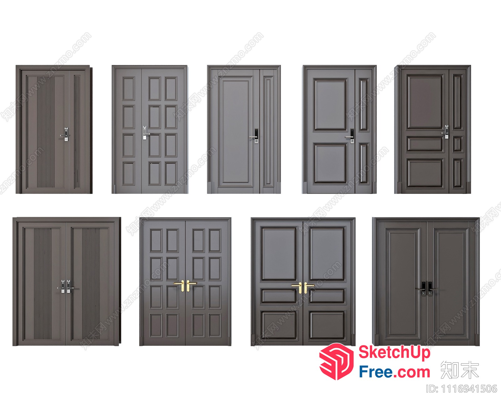 Nine Different Doors 3D SketchUp File