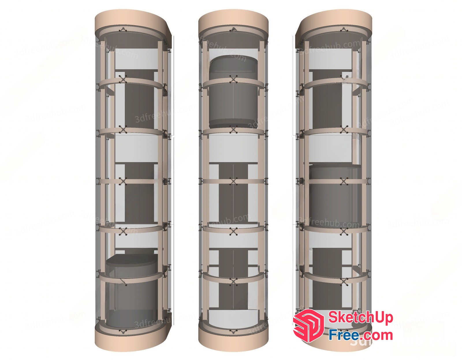 Three Staircase Elevators 3D SketchUp File
