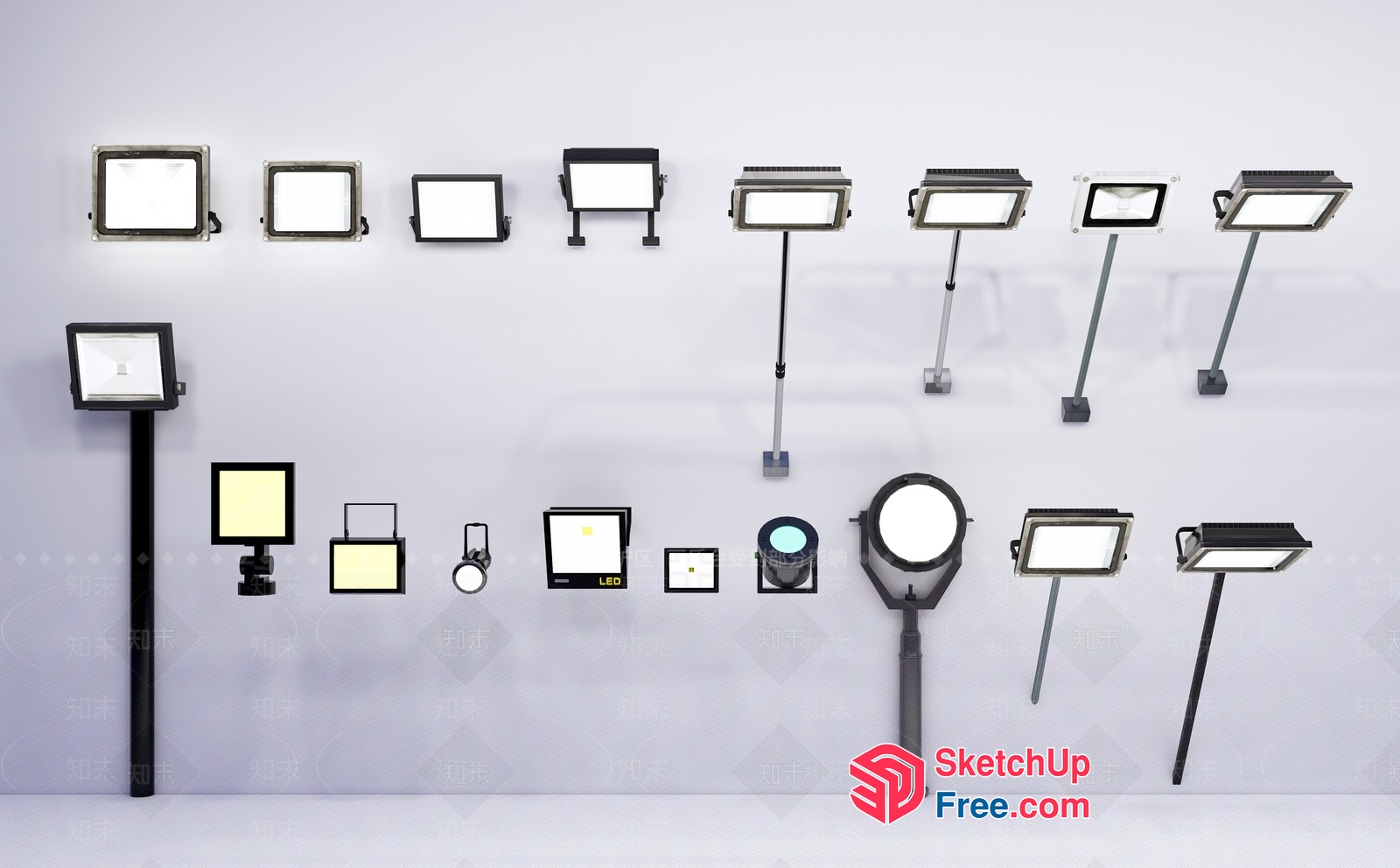 Various Outdoor Led Light Fixtures 3D SketchUp File