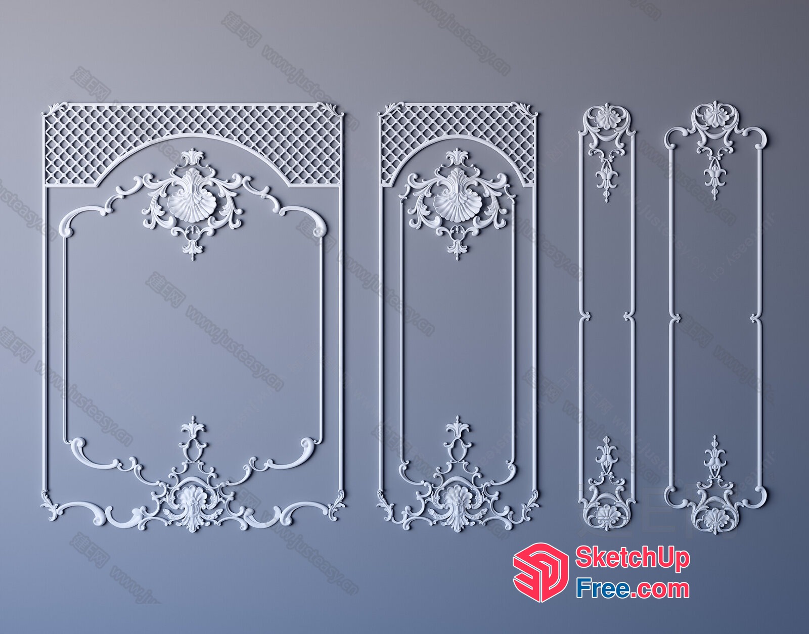 Intricate White Ornate Wall Decor 3D SketchUp File
