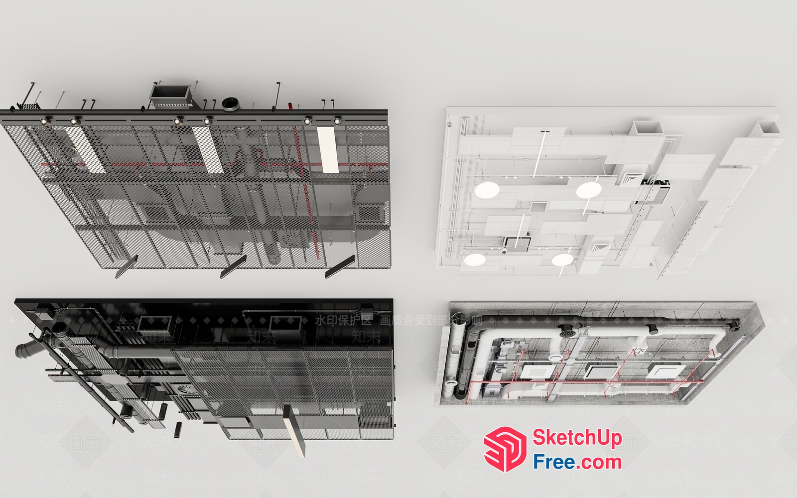 Ceiling Details And Railing 3D SketchUp File