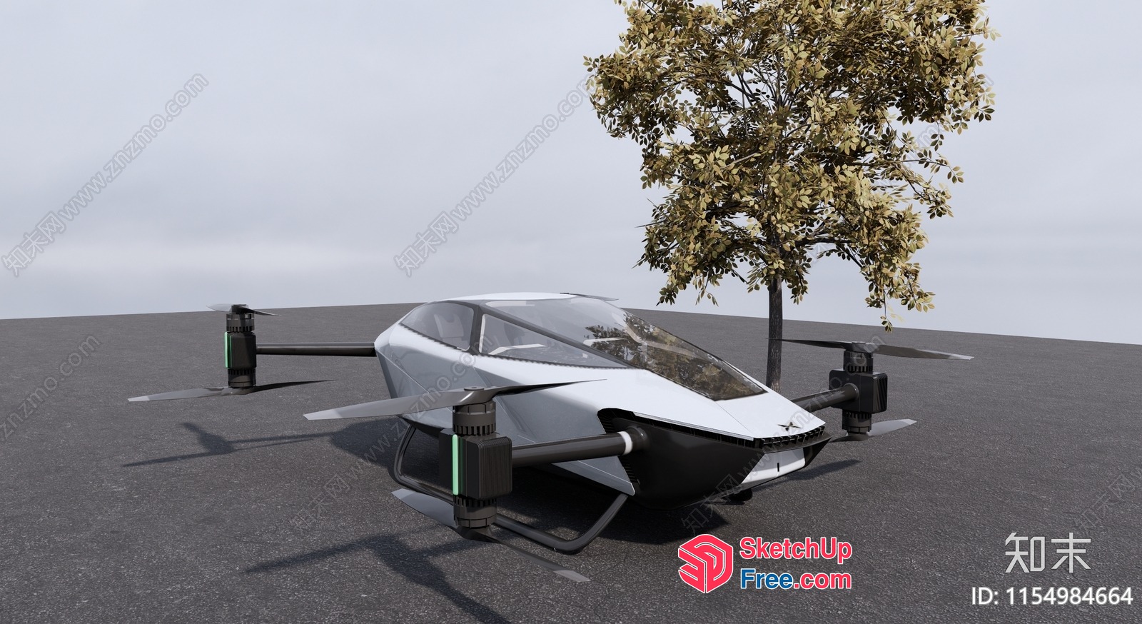 Futuristic Flying Vehicle Design 3D SketchUp File