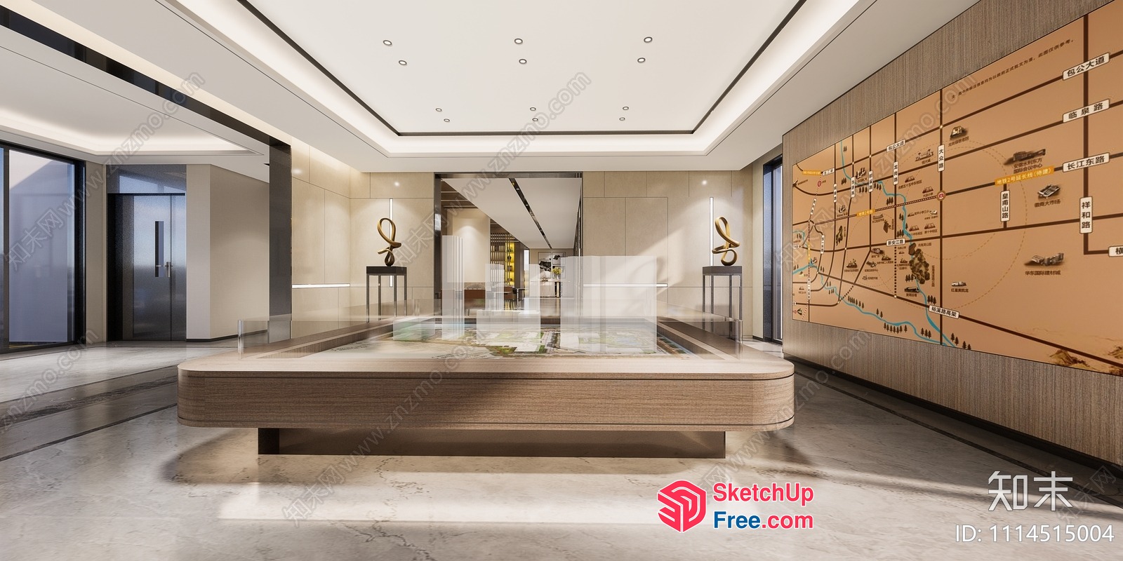 Modern Minimalist Office Interior With Glass Walls And Ceiling 3D SketchUp File