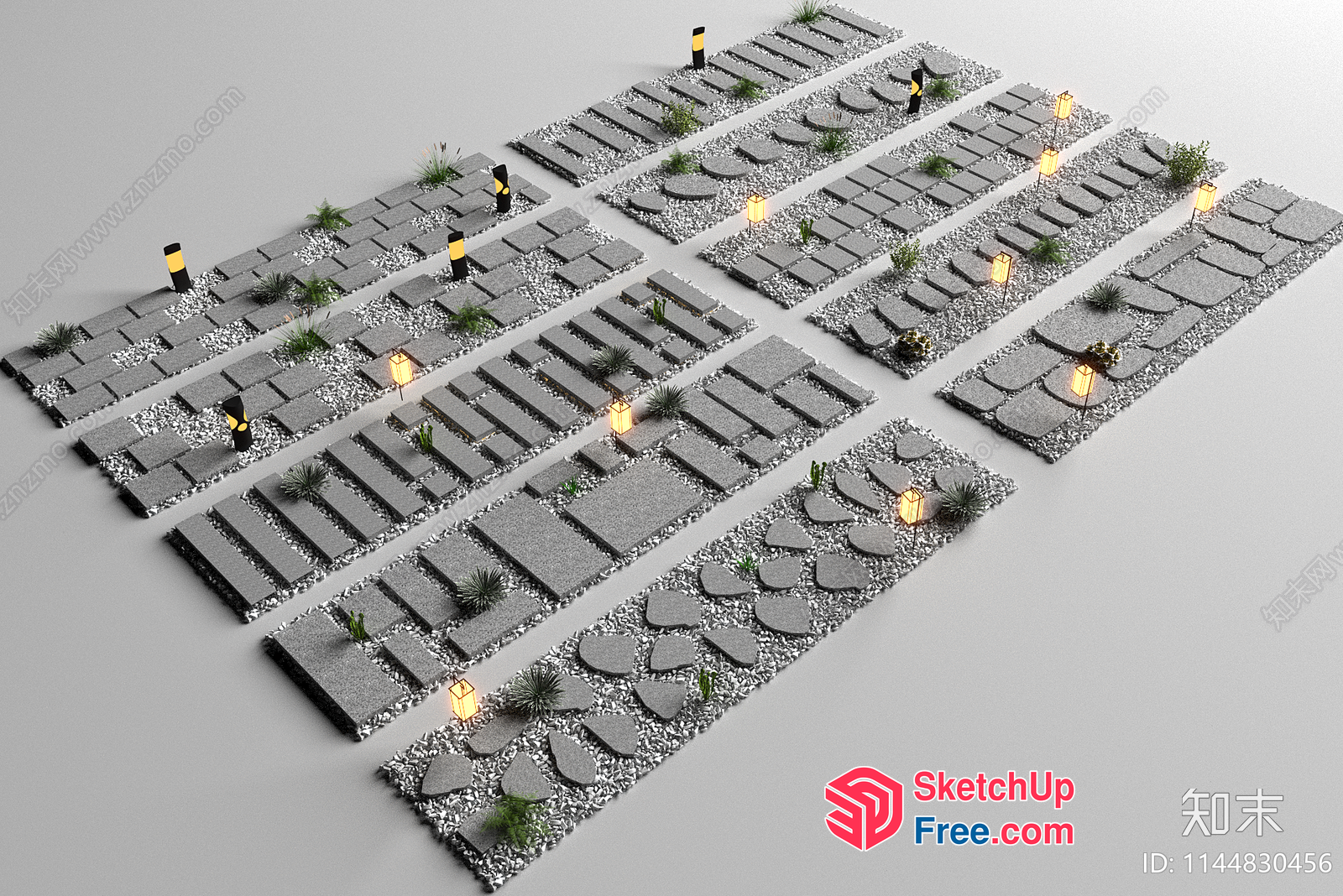 Modern Exterior Decorative Wall And Pathway Lighting 3D SketchUp File
