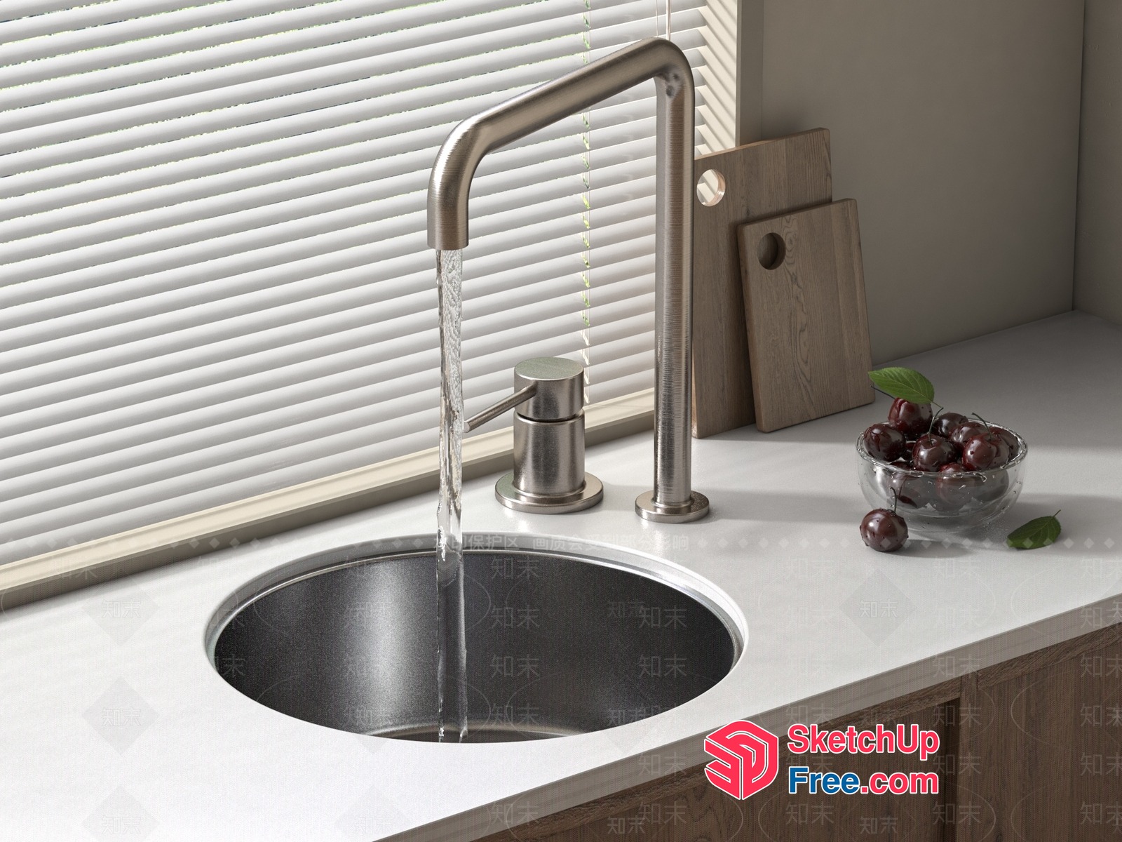 Sleek Silver Sink With Modern Faucet And Elegant Counter 3D SketchUp File