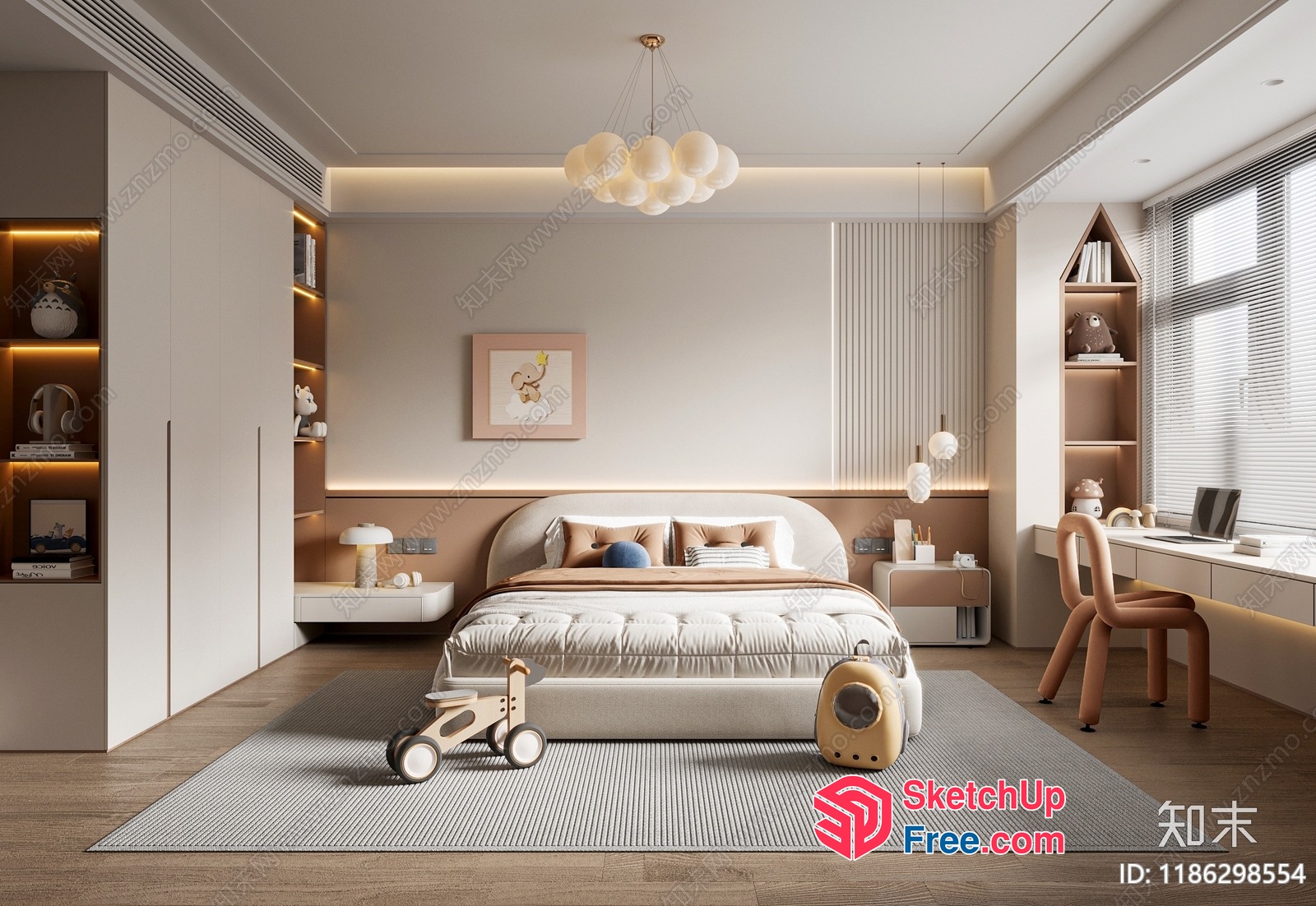 Modern Minimalist Bedroom With Soft Neutral Tones 3D SketchUp File