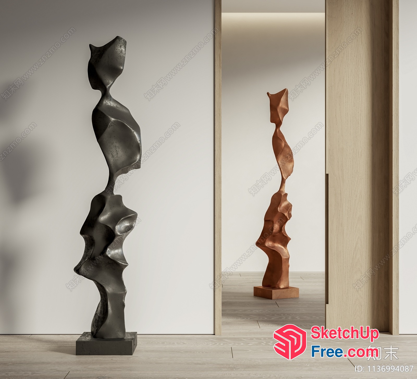 Sculptural Modern Art Interior 3D SketchUp File
