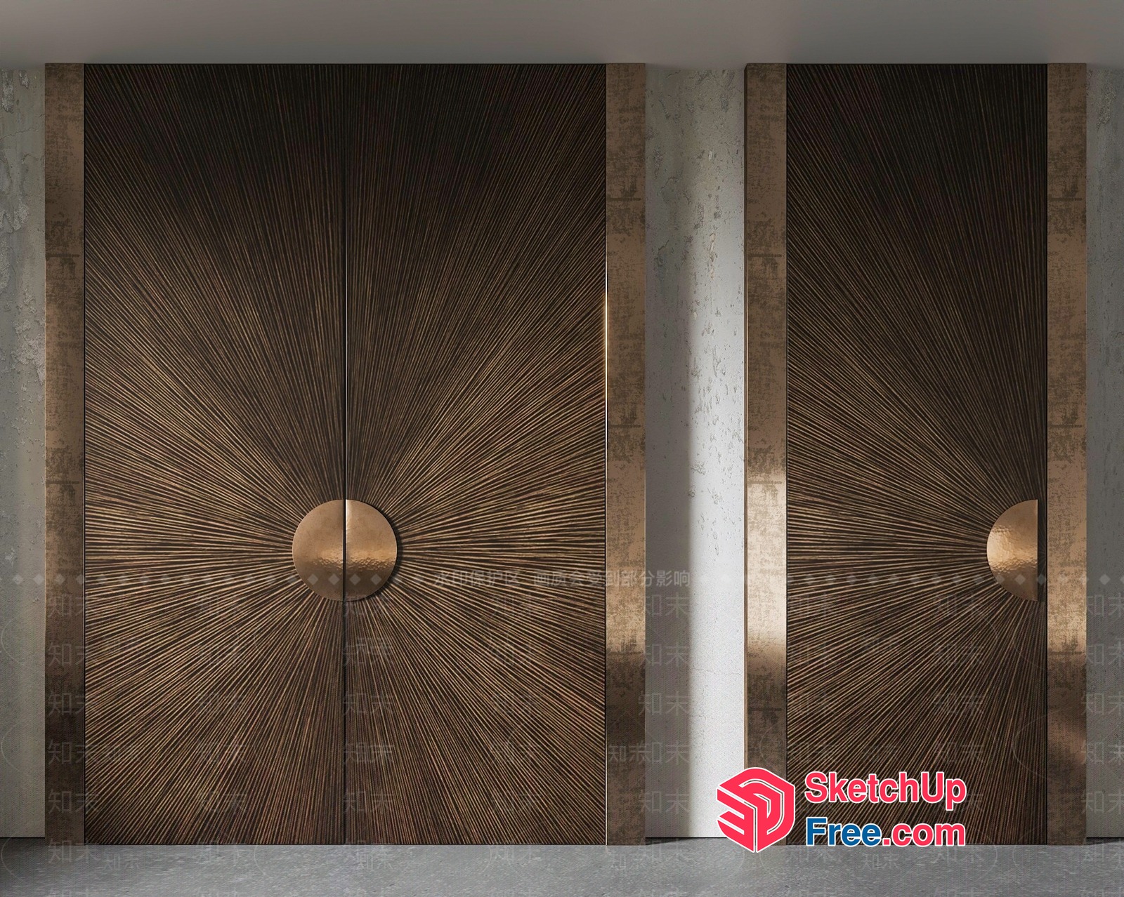 Radiant Bronze Sunburst Door Panels 3D SketchUp File