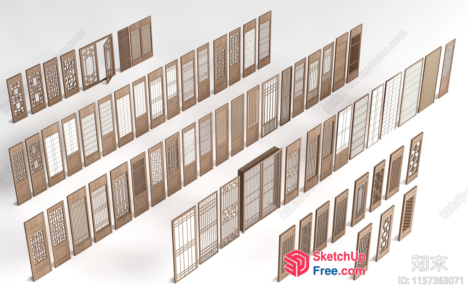 Various Traditional Asian Door Designs 3D SketchUp File