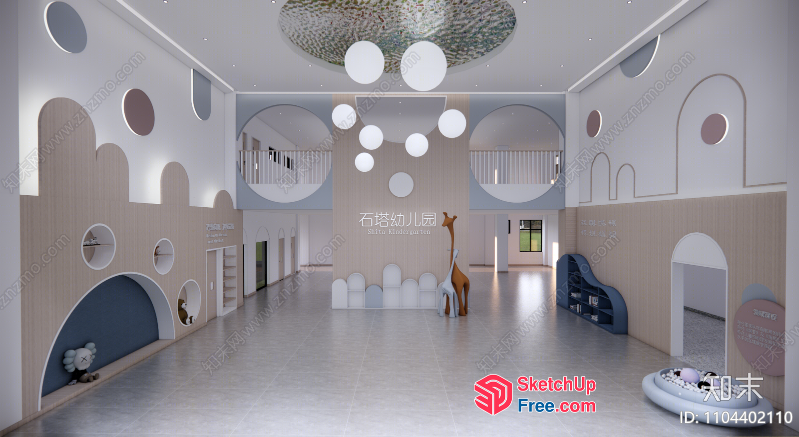 Modern Minimalist Interior Design For A Kindergarten 3D SketchUp File
