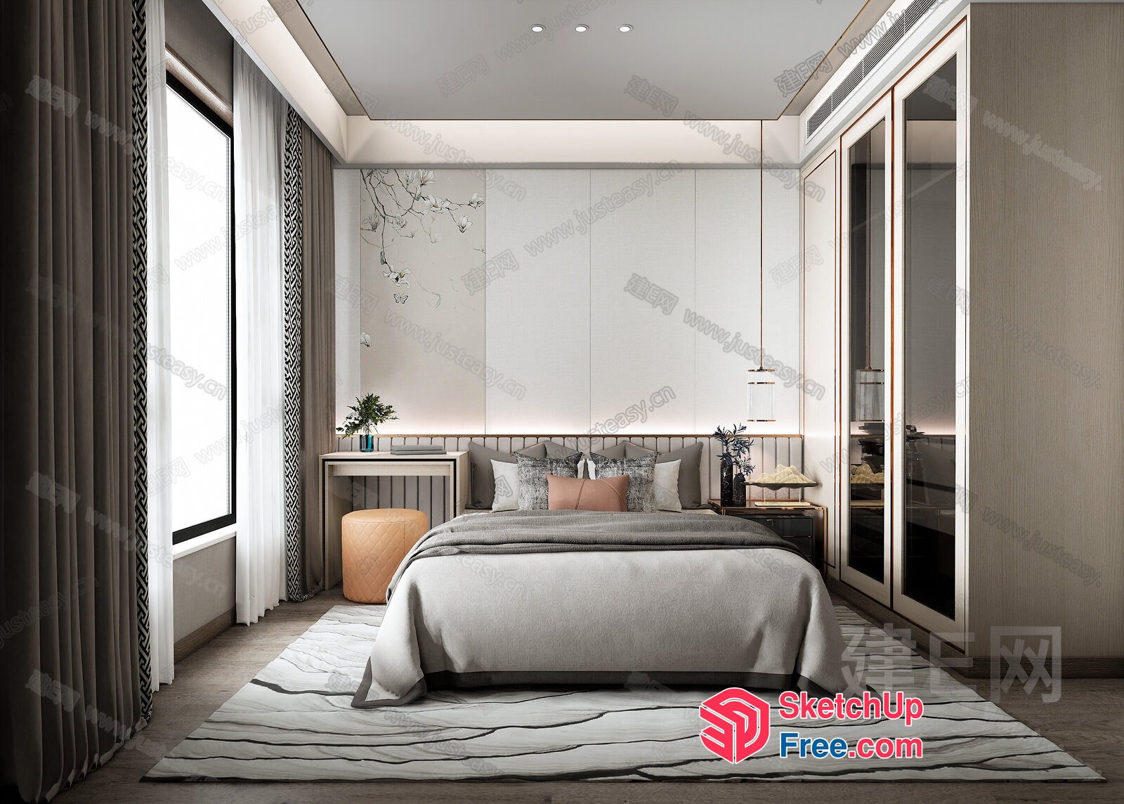 Modern Minimalist Bedroom Interior 3D SketchUp File