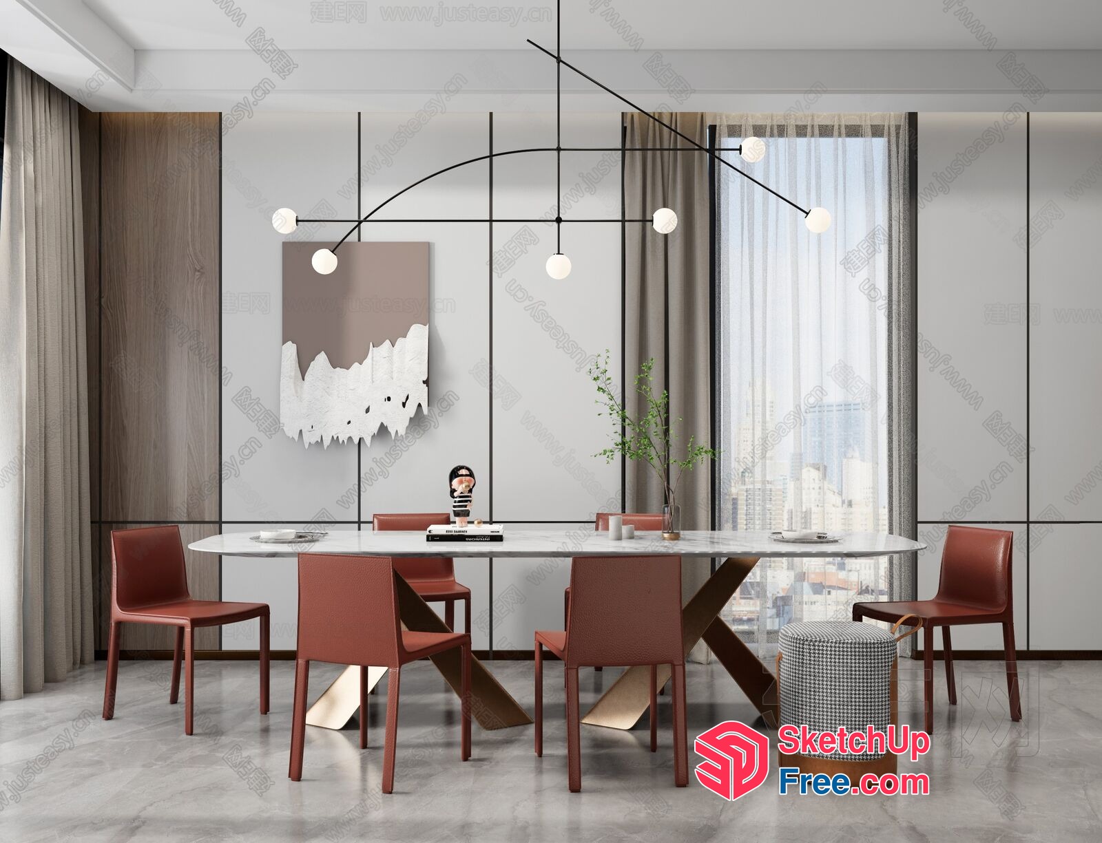 Modern Minimalist Dining Room With Sleek White Table 3D SketchUp File