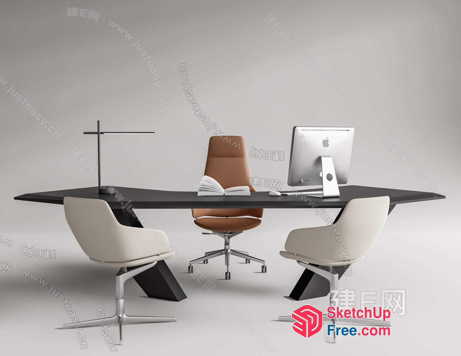 Modern Office Desk With Leather Chair 3D SketchUp File