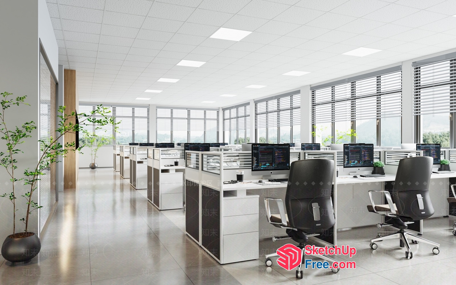 Modern Office Space With Natural Light And Comfortable Seating 3D SketchUp File