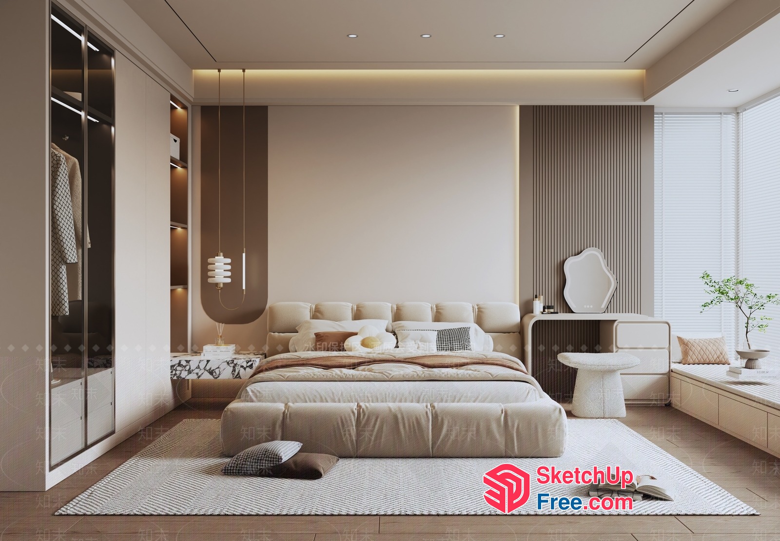 Elegant And Modern Minimalist Style Bedroom 3D SketchUp File