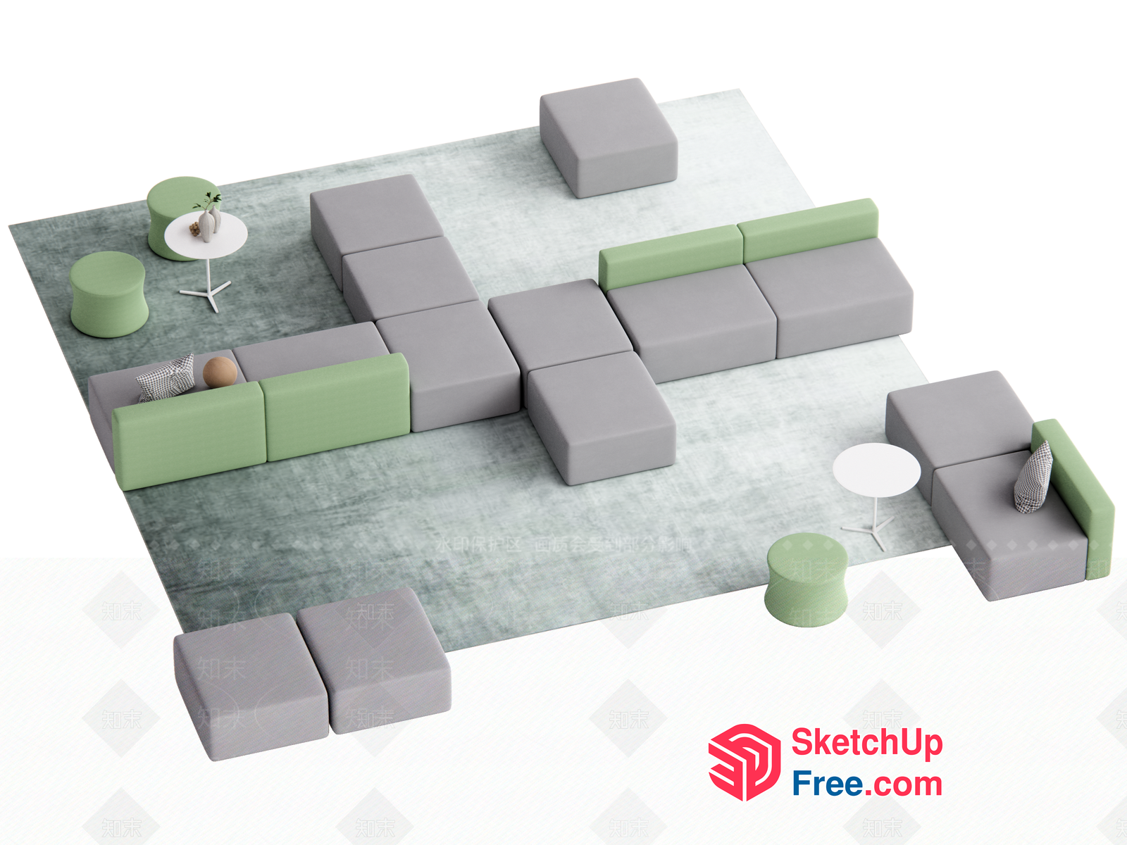 Modern Living Room Furniture Arrangement 3D SketchUp File