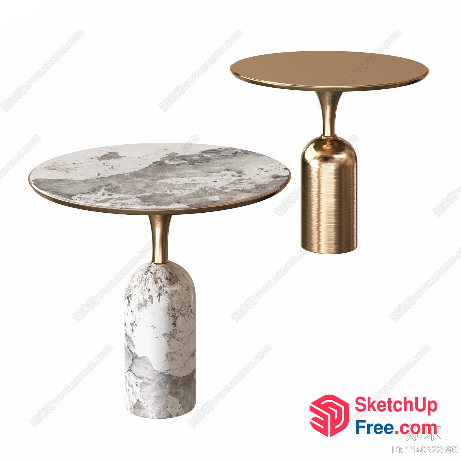 Modern Marble And Gold Side Tables 3D SketchUp File