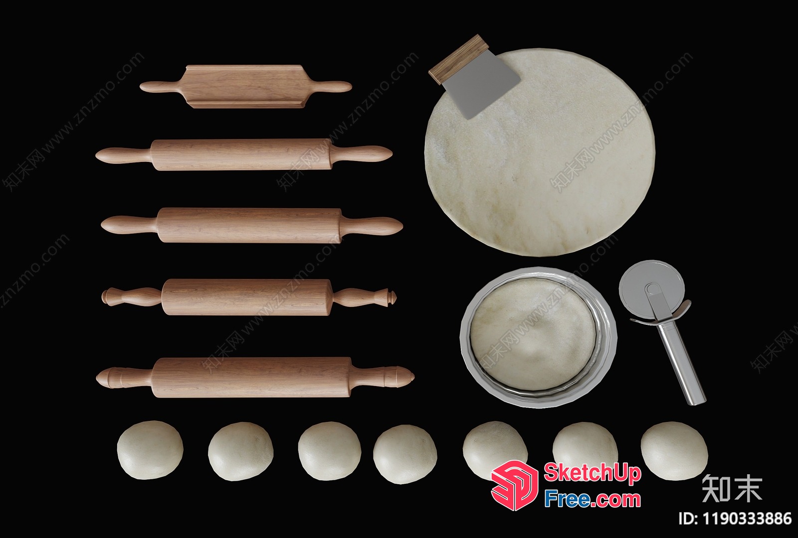 Rolling Pins And Kitchen Tools 3D SketchUp File