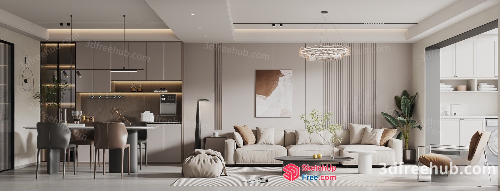 Modern Living Room With Minimalist Decor 3D SketchUp File