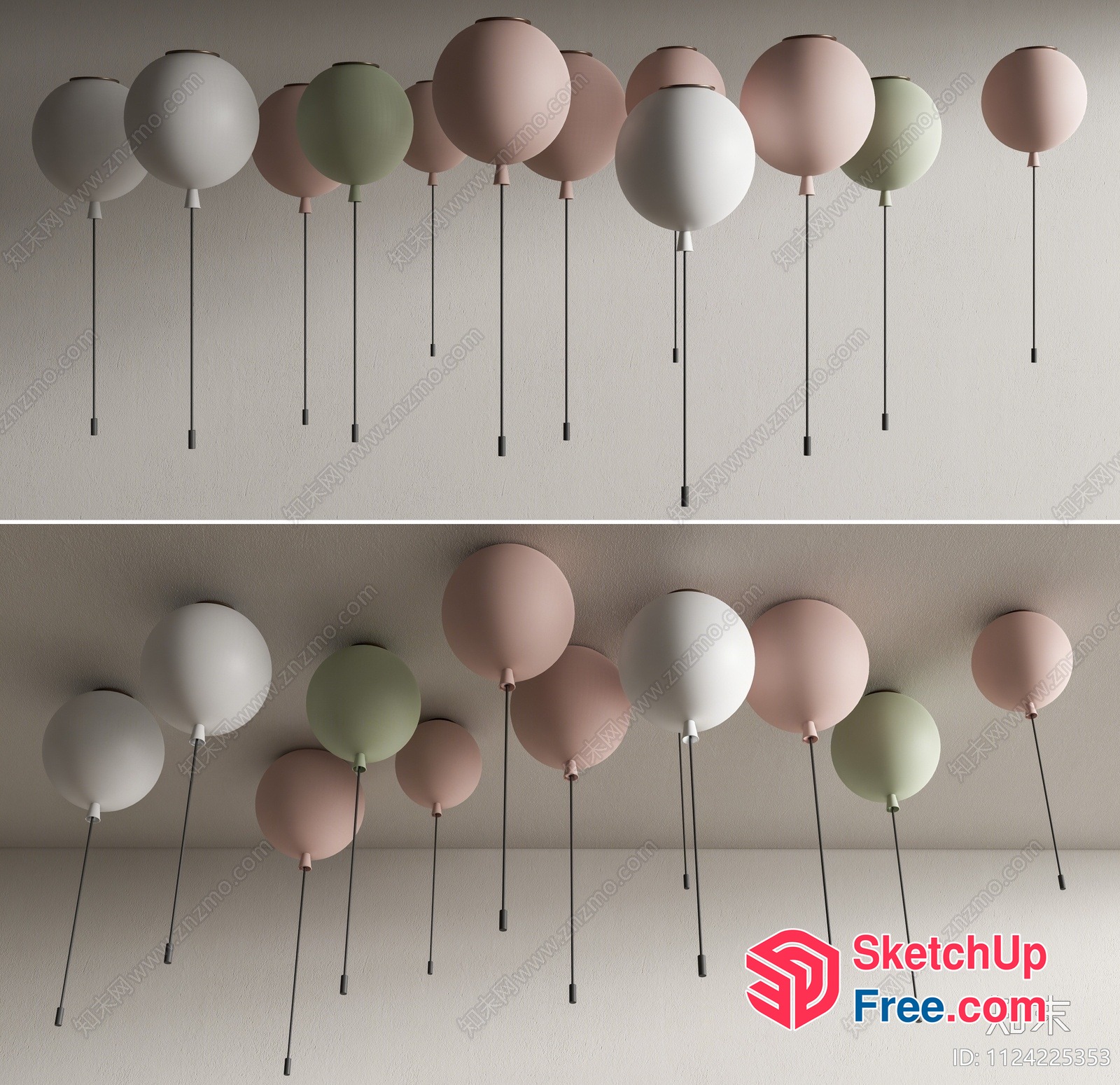 Balloons Suspended From Ceiling 3D SketchUp File