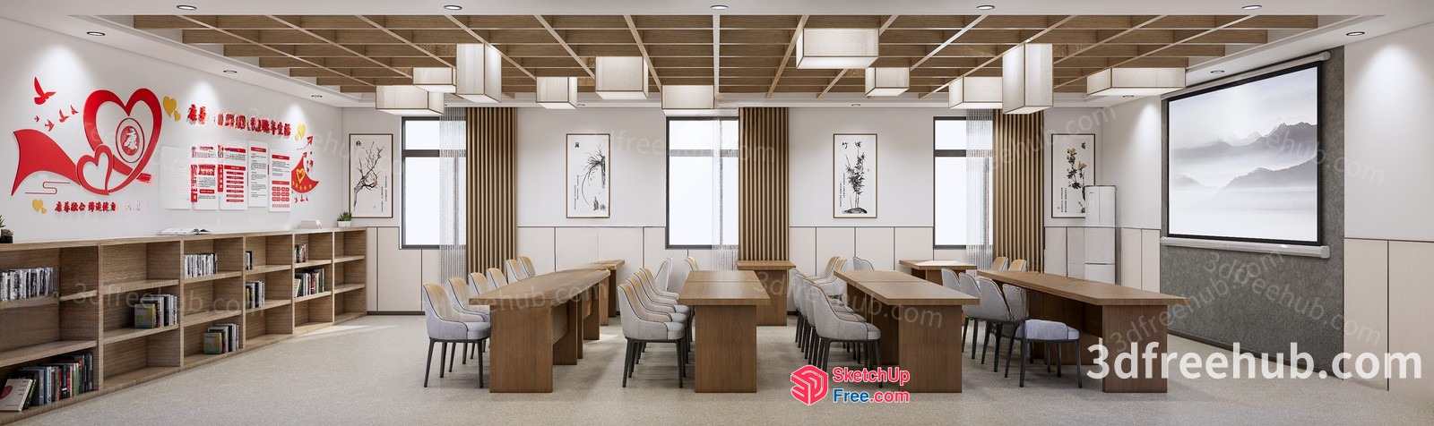 Conference Room With Elegant Chairs And Tables 3D SketchUp File