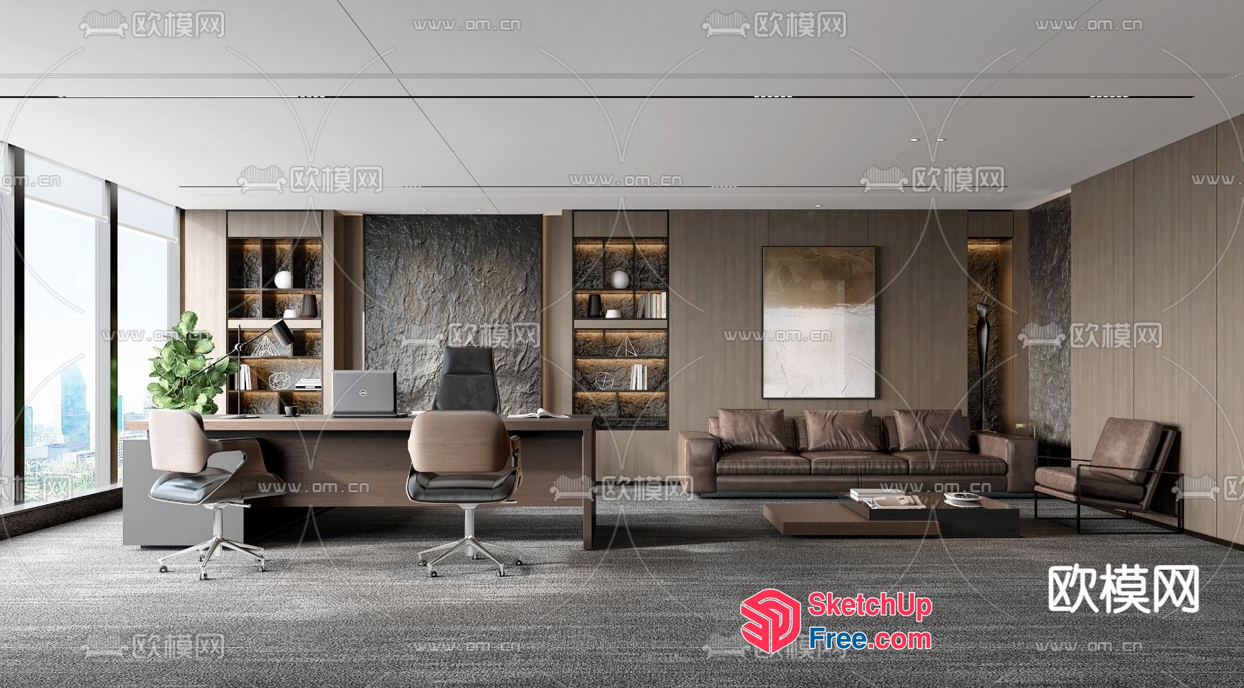 Modern Office Space With Sleek Furniture And Natural Light 3D SketchUp File