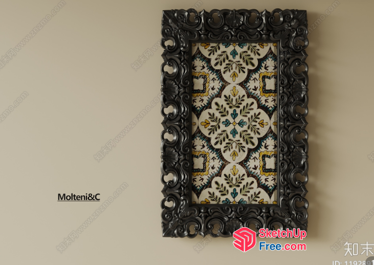 Ornate Carved Frame With Floral Pattern 3D SketchUp File