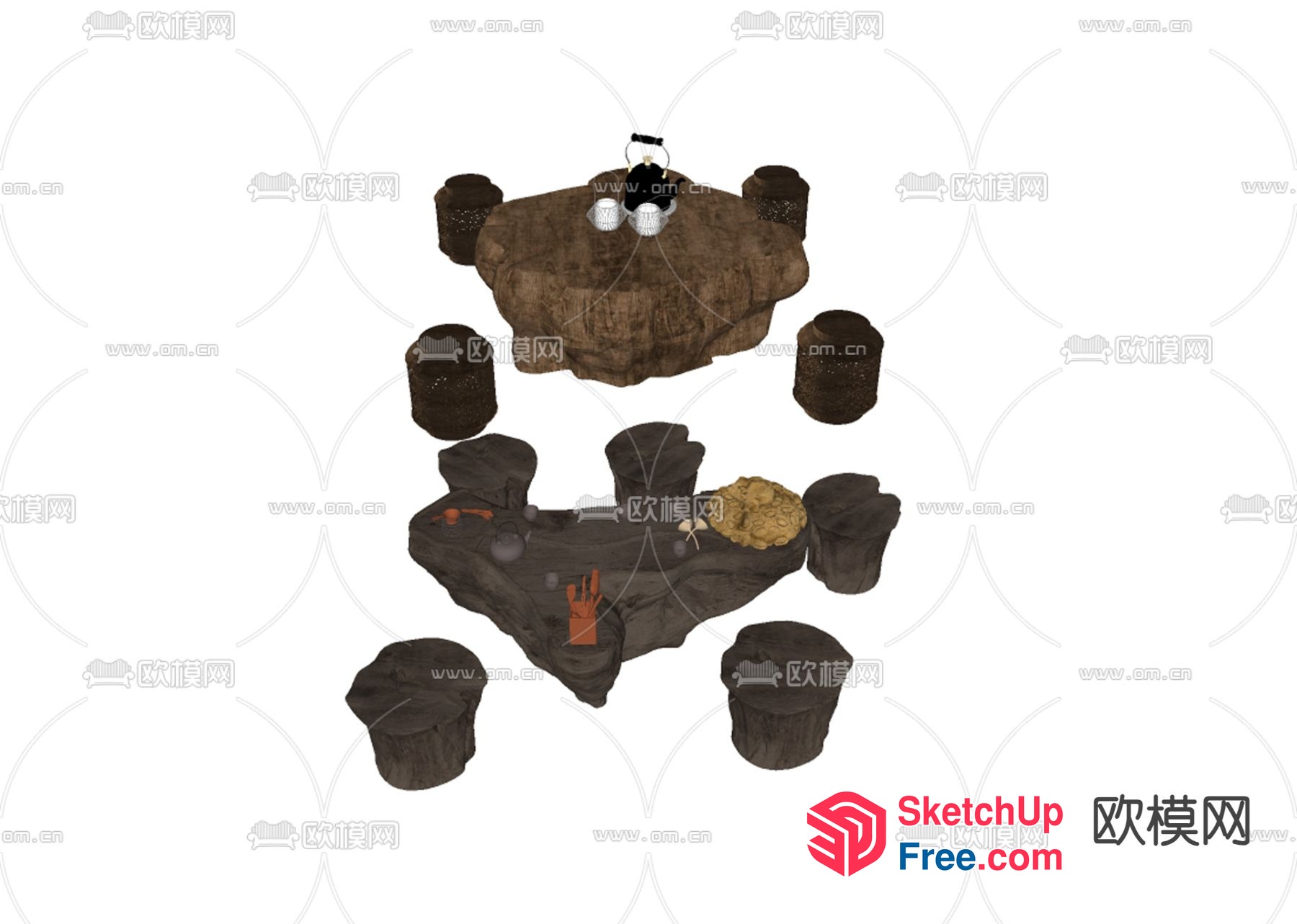 Japanese Style Dining Table Set 3D SketchUp File