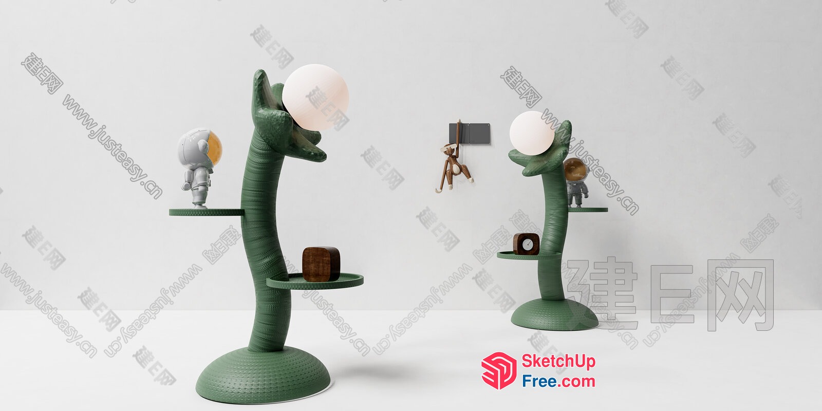 Futuristic Space-Themed Decorative Shelving Units 3D SketchUp File