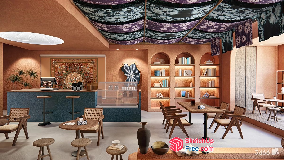 Stylish Modern Restaurant Interior 3D SketchUp File