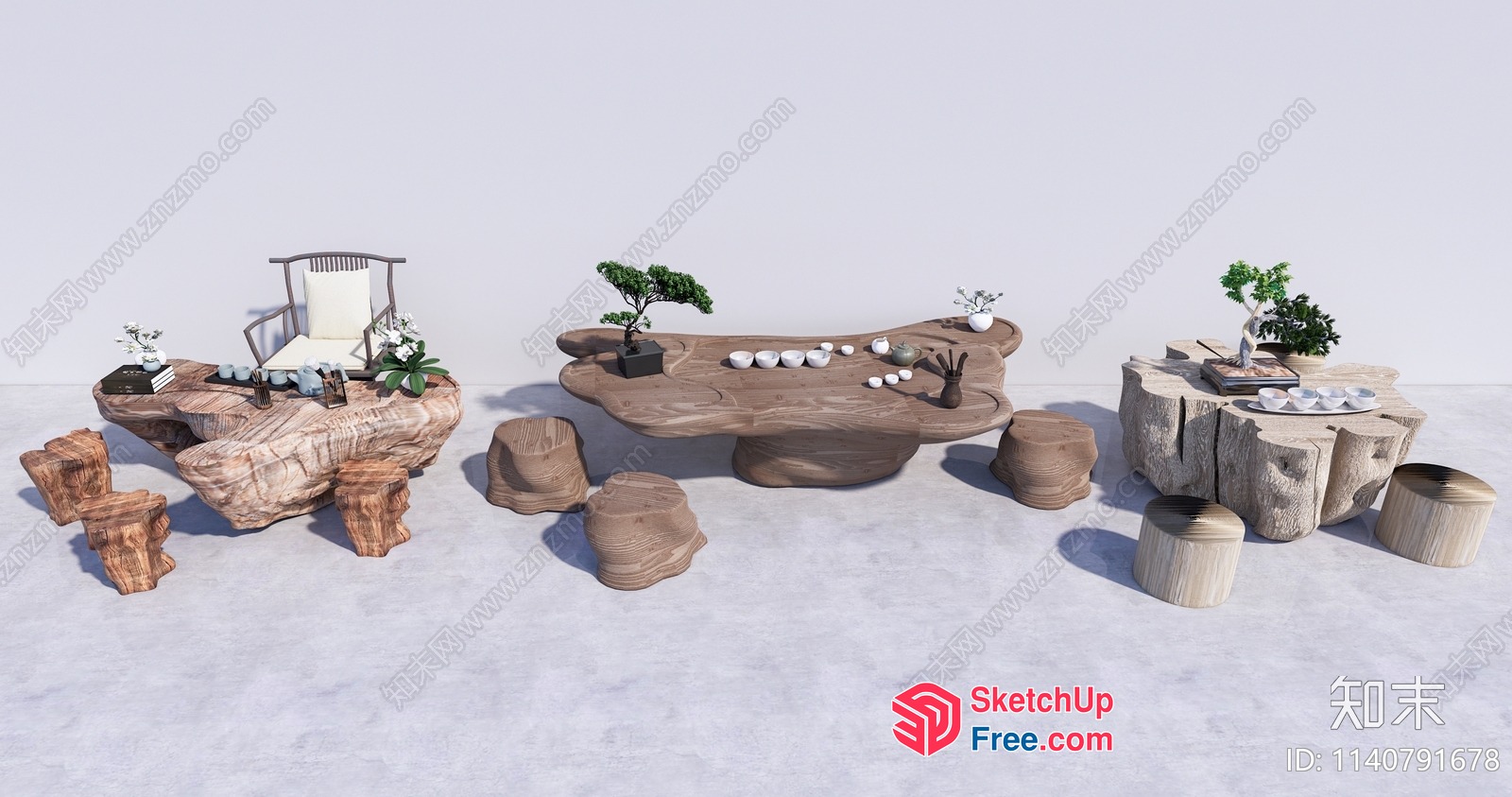 Elegant Japanese Style Furniture And Decor 3D SketchUp File