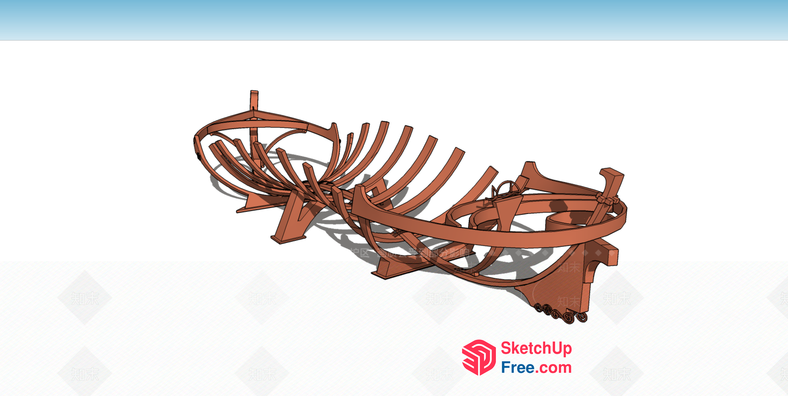Antique Wooden Boat Skeleton 3D SketchUp File