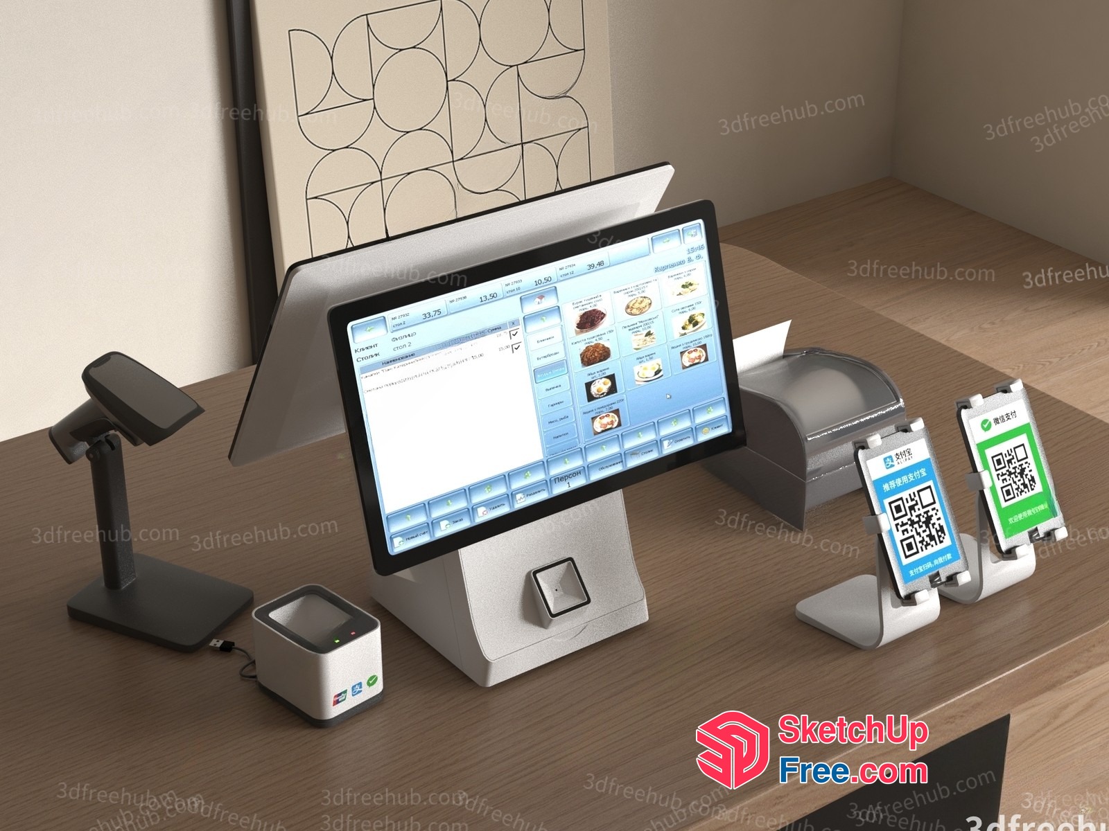 Restaurant Point Of Sale System 3D SketchUp File