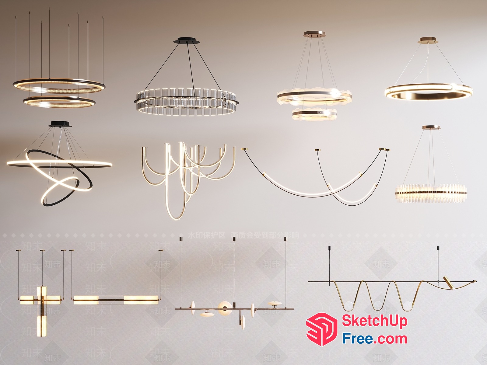 Modern Ceiling Light Fixtures Collection 3D SketchUp File