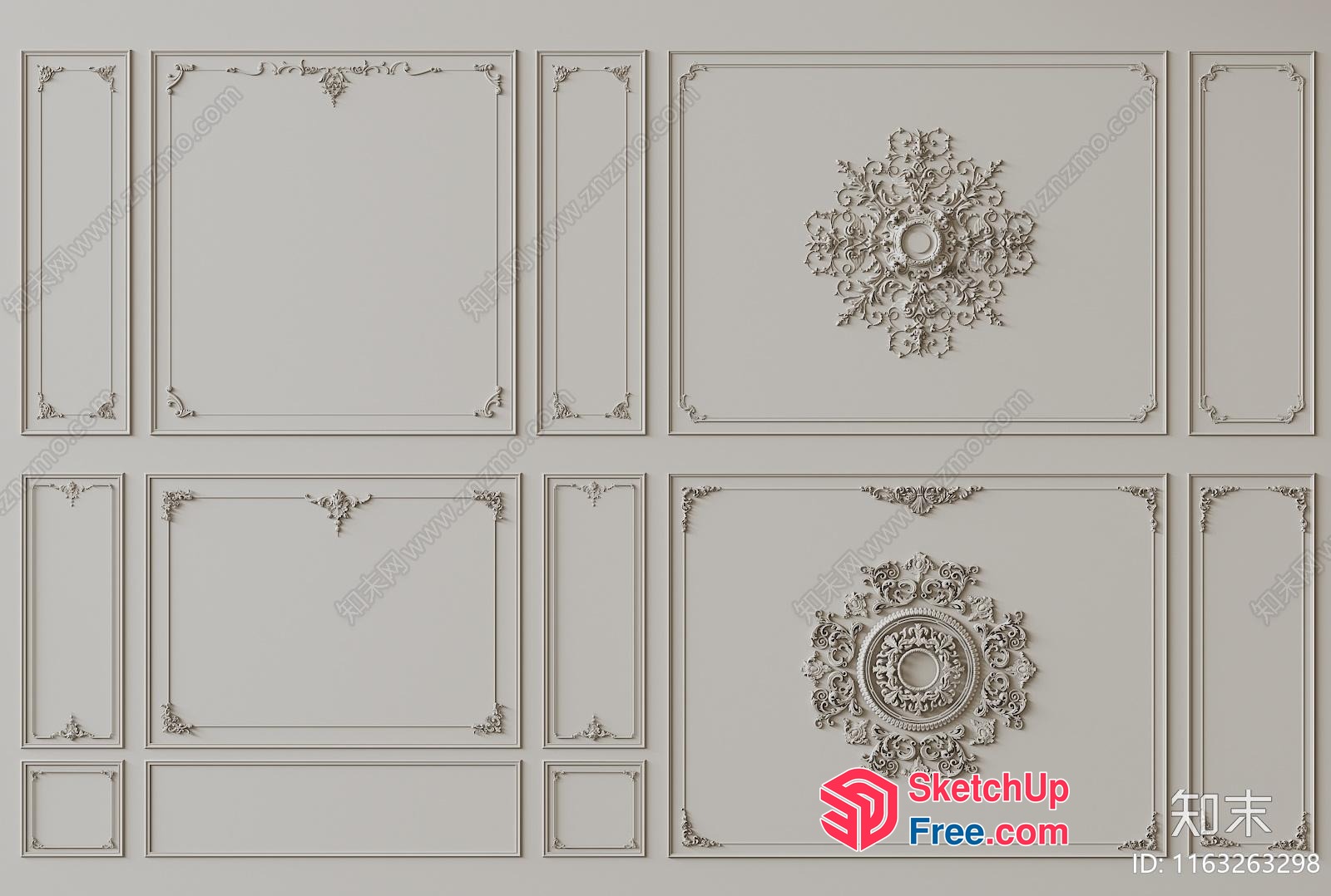 Elegant Ornate Ceiling Panel Designs 3D SketchUp File