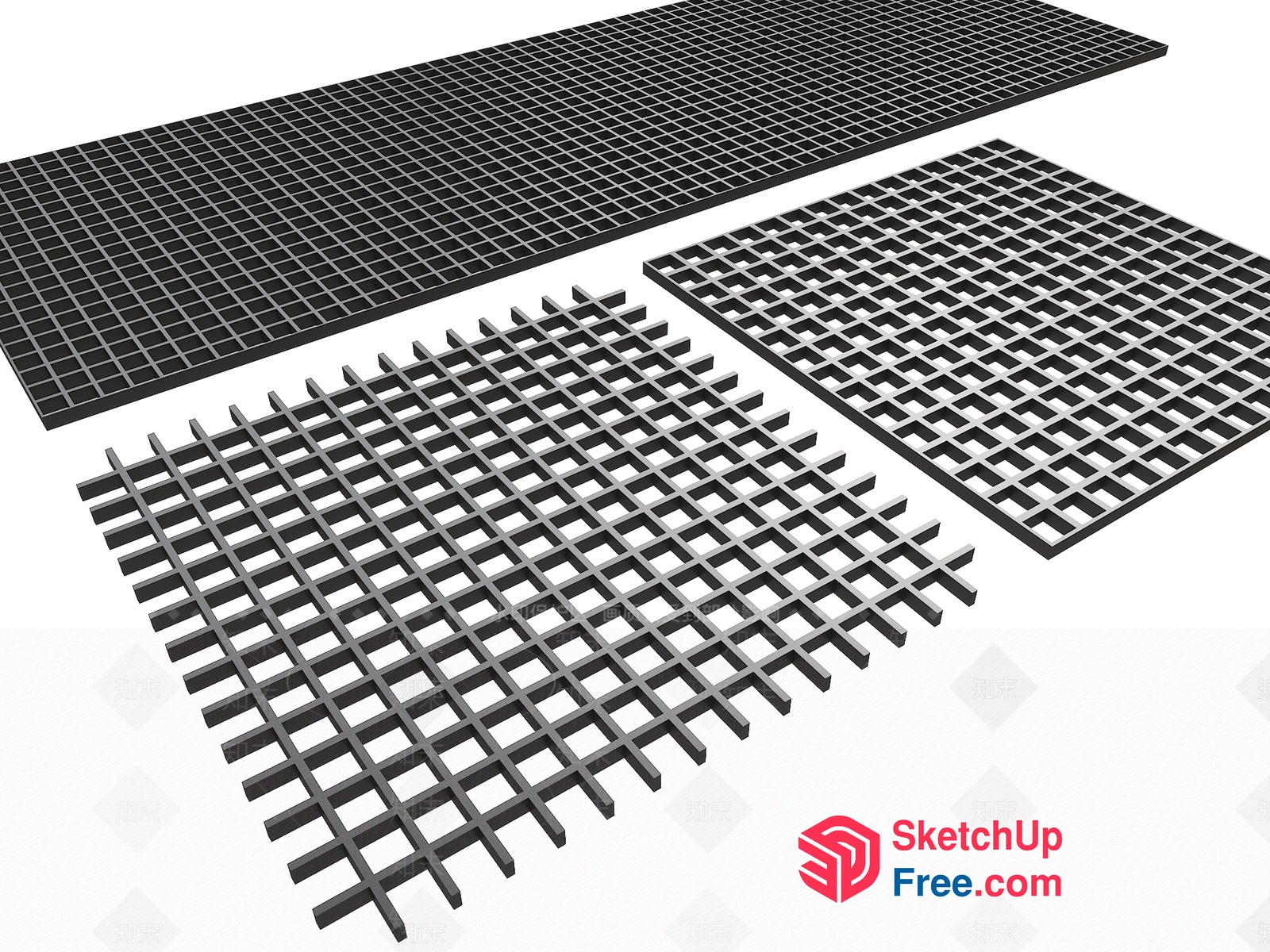 Grid Patterned Flooring And Wall Panels 3D SketchUp File
