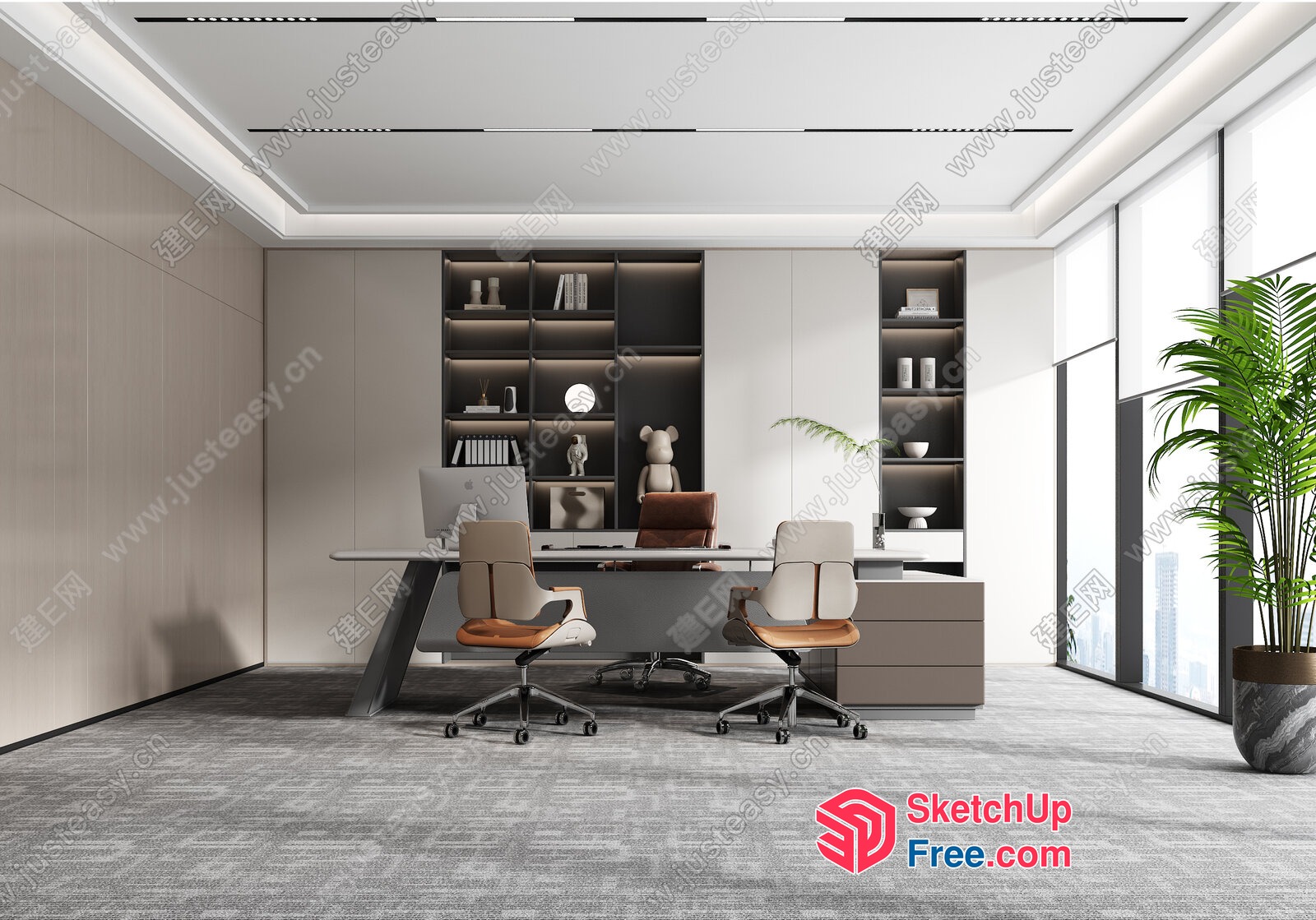 Modern Office Space With Sleek Furniture And Natural Light 3D SketchUp File