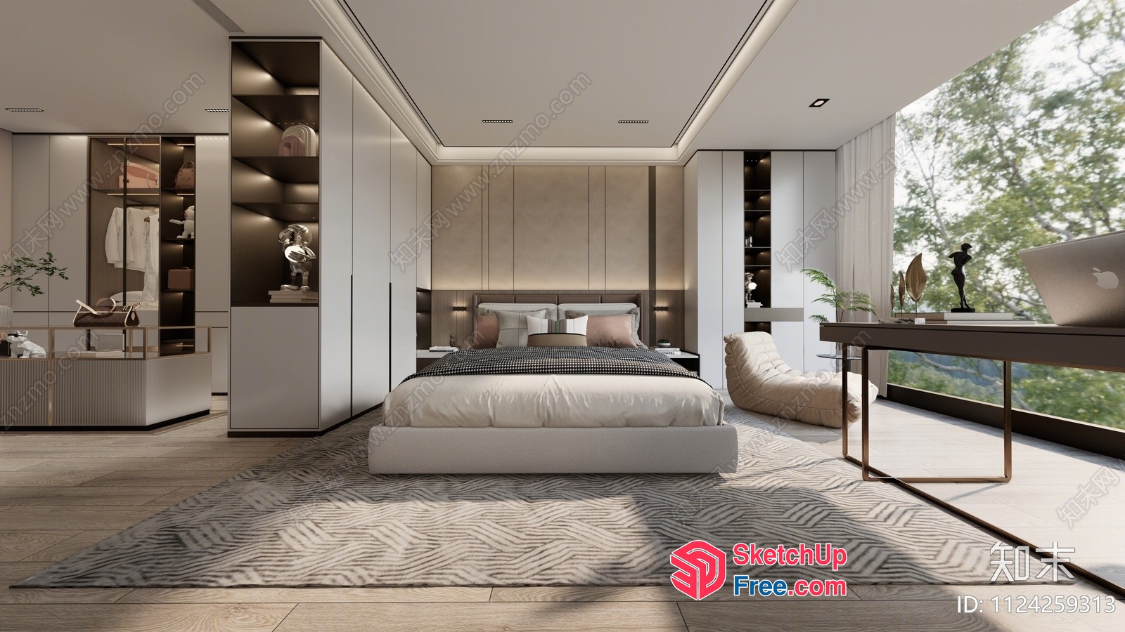 Modern Minimalist Bedroom Interior 3D SketchUp File