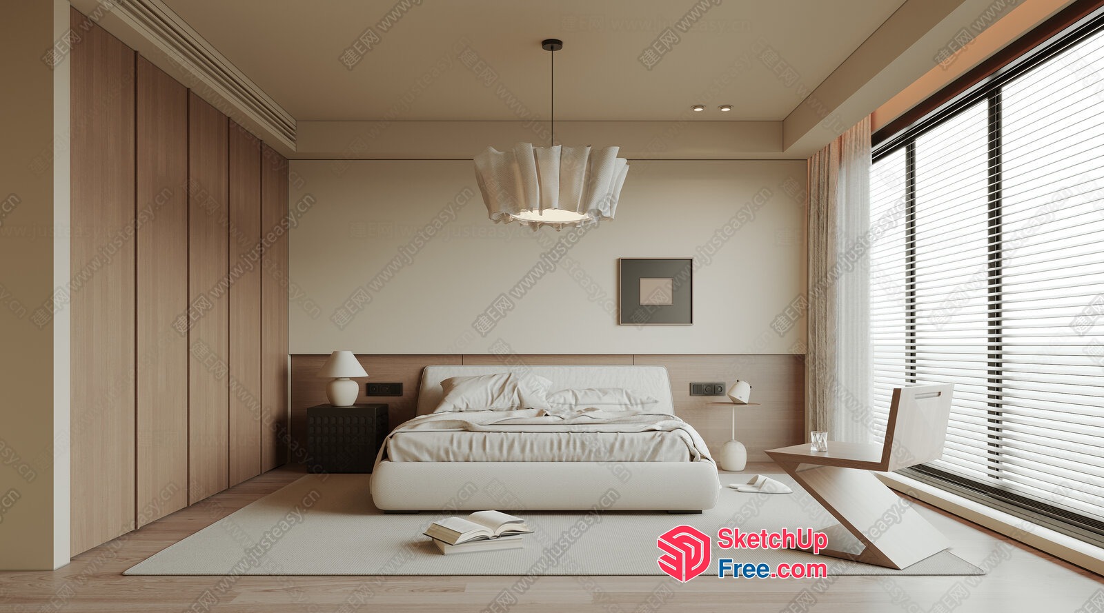 Minimalist Scandinavian Bedroom Interior 3D SketchUp File