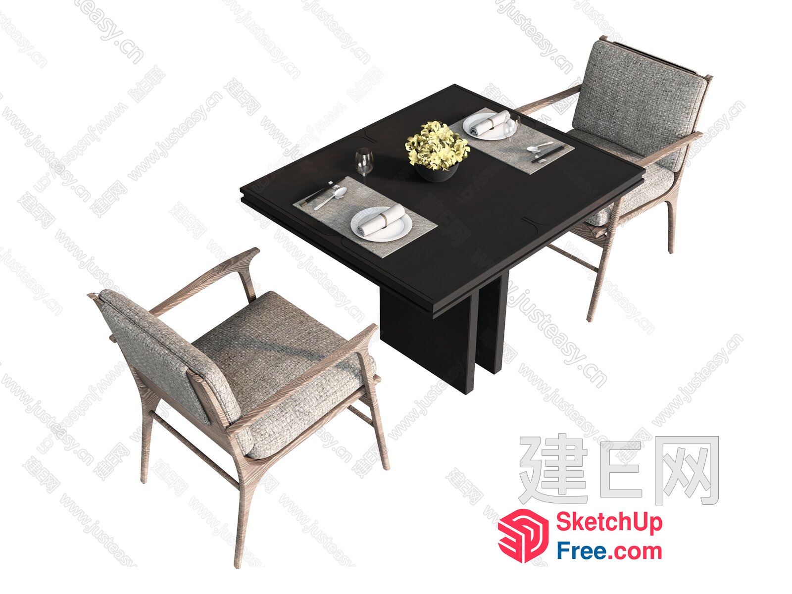 Stylish Dining Table And Chairs Set 3D SketchUp File